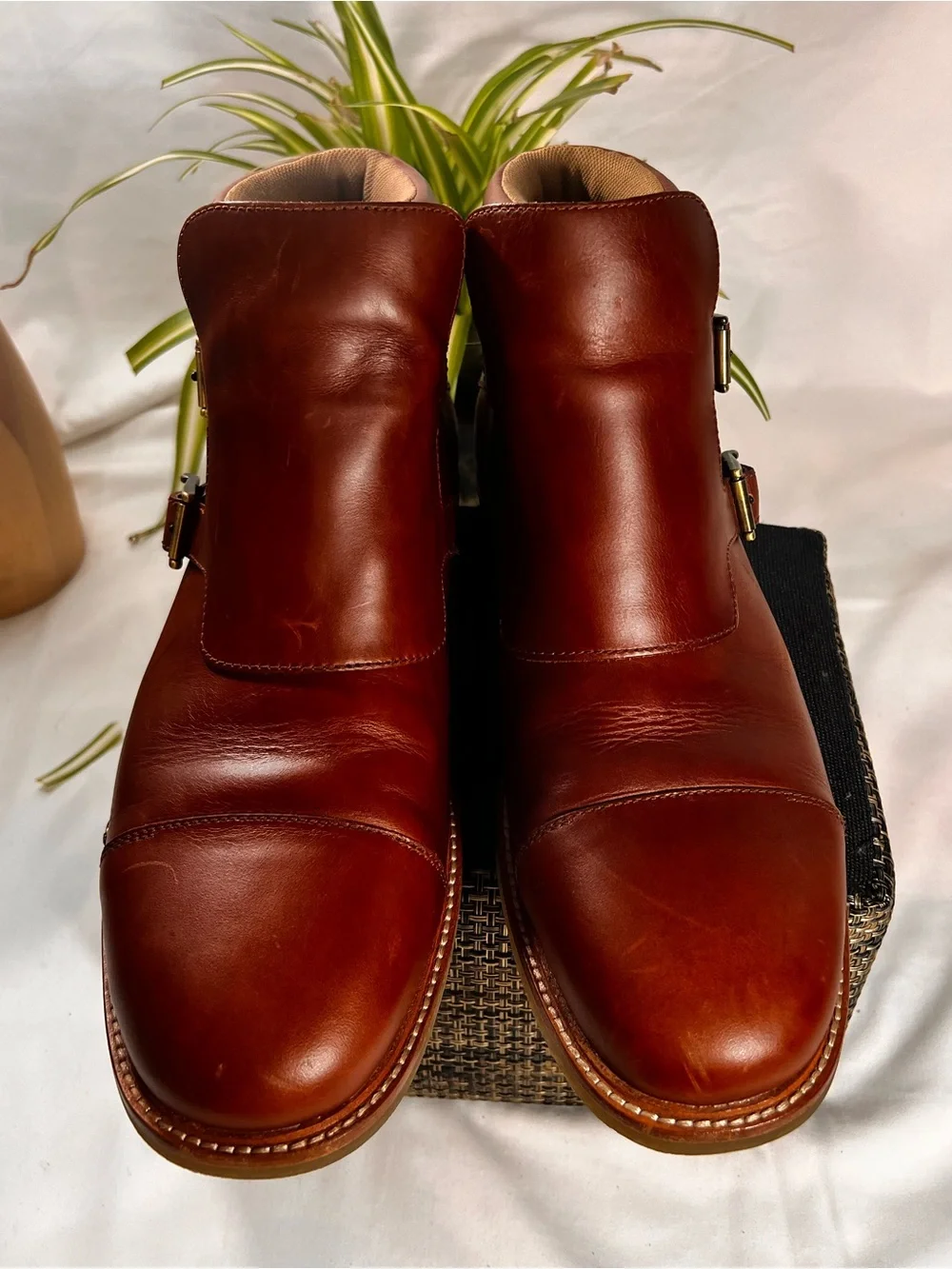 Tsubo Men's Double Monk Chukka Boots in Chestnut Brown